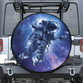 Astronaut On Space Mission Print Leather Spare Tire Cover