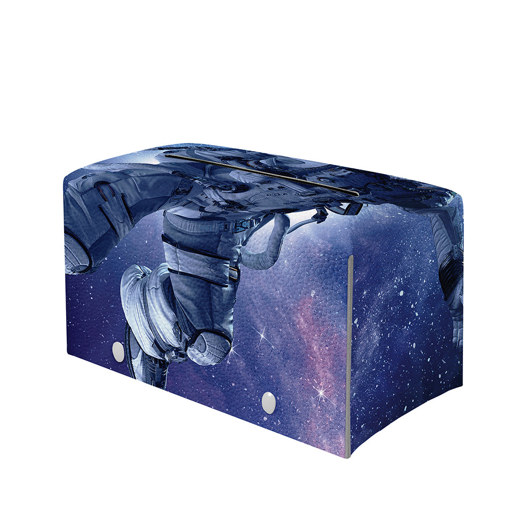 Astronaut On Space Mission Print Leather Tissue Box Cover