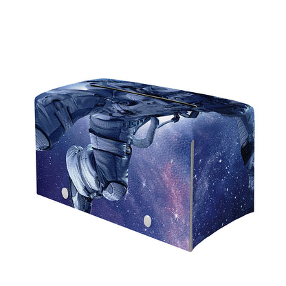 Astronaut On Space Mission Print Leather Tissue Box Cover