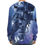 Astronaut On Space Mission Print Long Sleeve Baseball Jersey