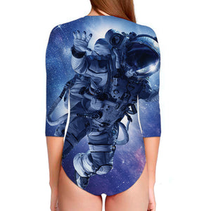 Astronaut On Space Mission Print Long Sleeve Swimsuit