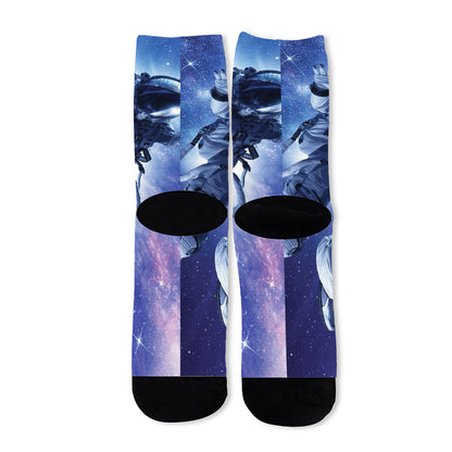 Astronaut On Space Mission Print Long Socks