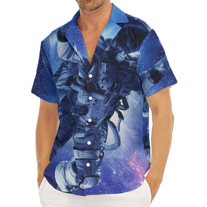 Astronaut On Space Mission Print Men's Deep V-Neck Shirt