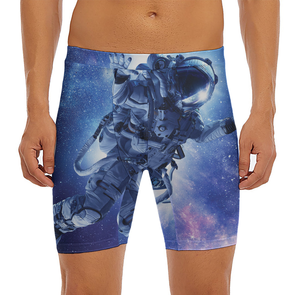 Astronaut On Space Mission Print Men's Long Boxer Briefs