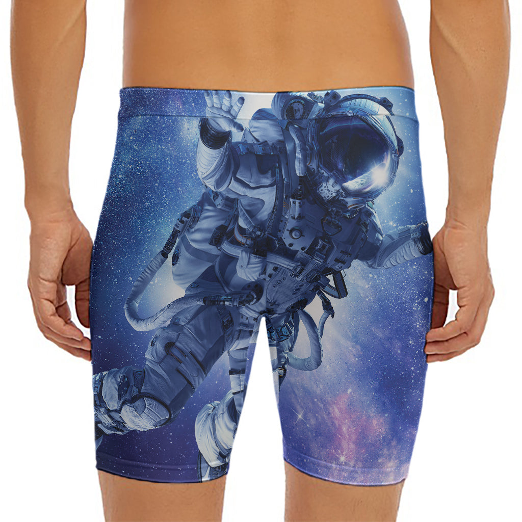 Astronaut On Space Mission Print Men's Long Boxer Briefs