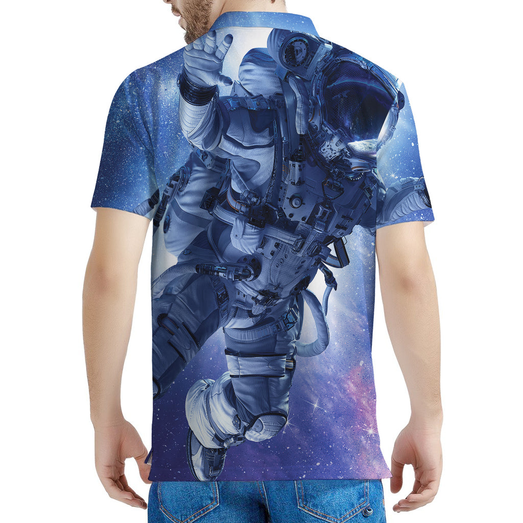 Astronaut On Space Mission Print Men's Polo Shirt