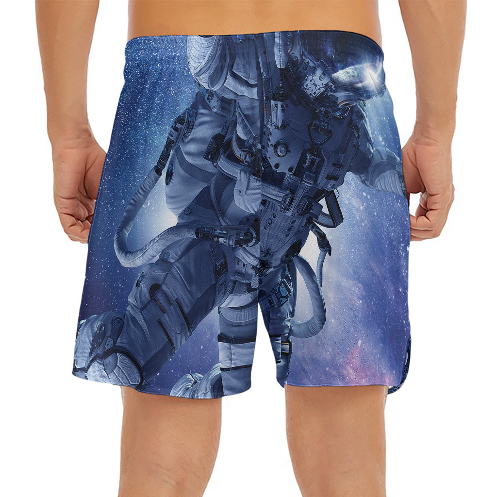 Astronaut On Space Mission Print Men's Split Running Shorts