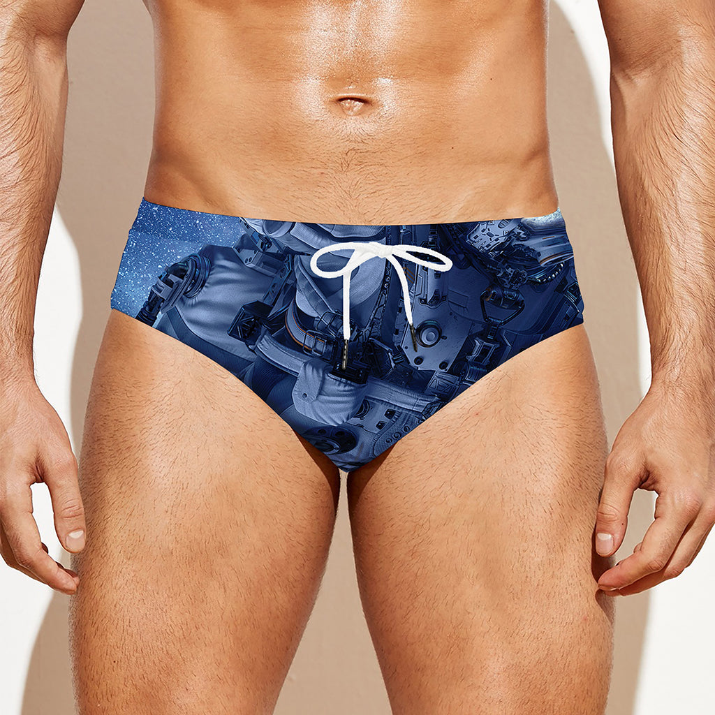 Astronaut On Space Mission Print Men's Swim Briefs