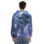 Astronaut On Space Mission Print Men's Velvet Pullover Hoodie