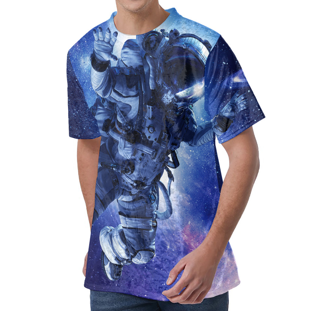 Astronaut On Space Mission Print Men's Velvet T-Shirt