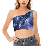 Astronaut On Space Mission Print One Shoulder Crop Top