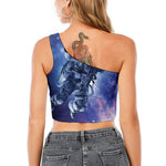 Astronaut On Space Mission Print One Shoulder Crop Top