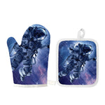 Astronaut On Space Mission Print Oven Mitt And Pot Holder Set