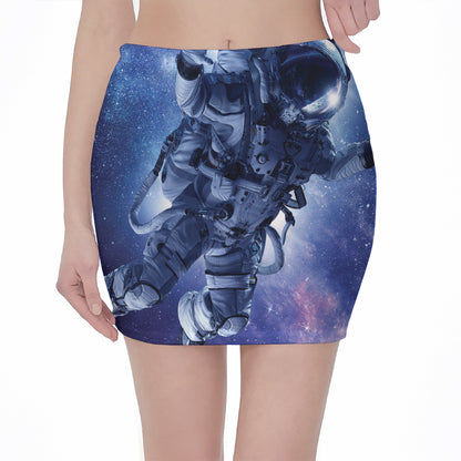 Astronaut On Space Mission Print Pencil Mini Skirt