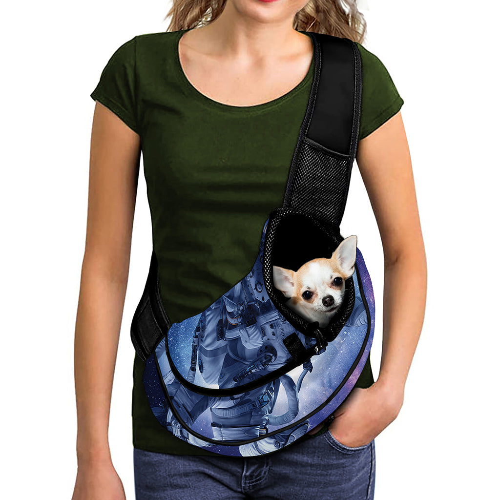 Astronaut On Space Mission Print Pet Sling Carrier
