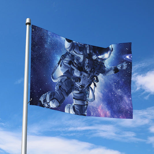 Astronaut On Space Mission Print Polyester Flag
