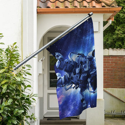 Astronaut On Space Mission Print Polyester Flag