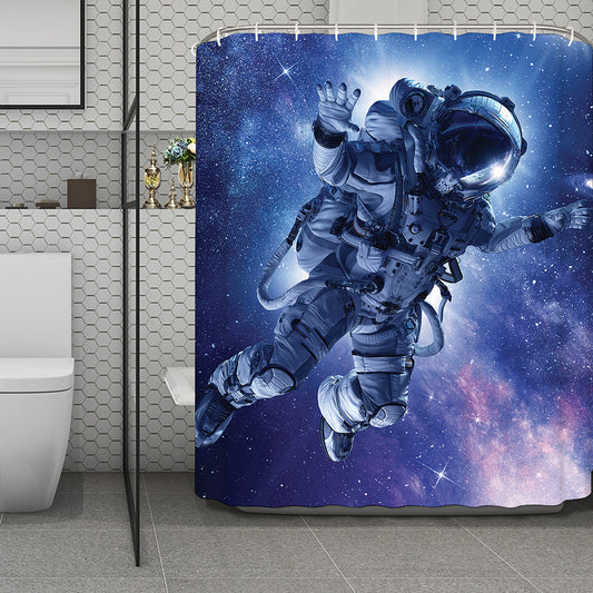 Astronaut On Space Mission Print Polyester Shower Curtain