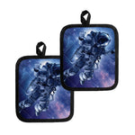 Astronaut On Space Mission Print Pot Holders