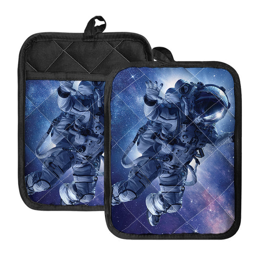 Astronaut On Space Mission Print Pot Holders With Pocket