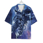 Astronaut On Space Mission Print Rayon Hawaiian Shirt