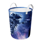 Astronaut On Space Mission Print Round Laundry Basket