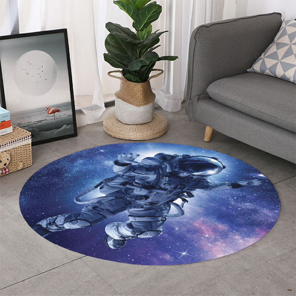 Astronaut On Space Mission Print Round Rug