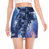 Astronaut On Space Mission Print Side Slit Mini Skirt