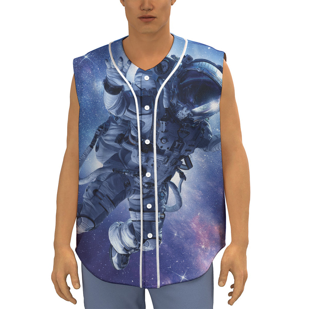 Astronaut On Space Mission Print Sleeveless Baseball Jersey