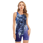 Astronaut On Space Mission Print Sleeveless One Piece Swimsuit