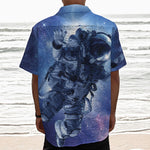 Astronaut On Space Mission Print Textured Short Sleeve Shirt