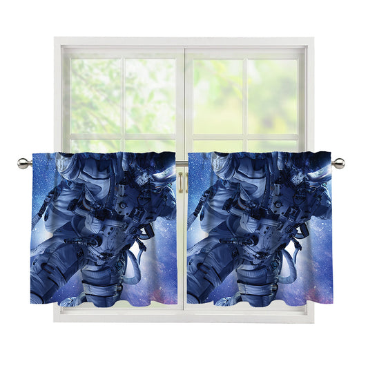Astronaut On Space Mission Print Tier Curtains