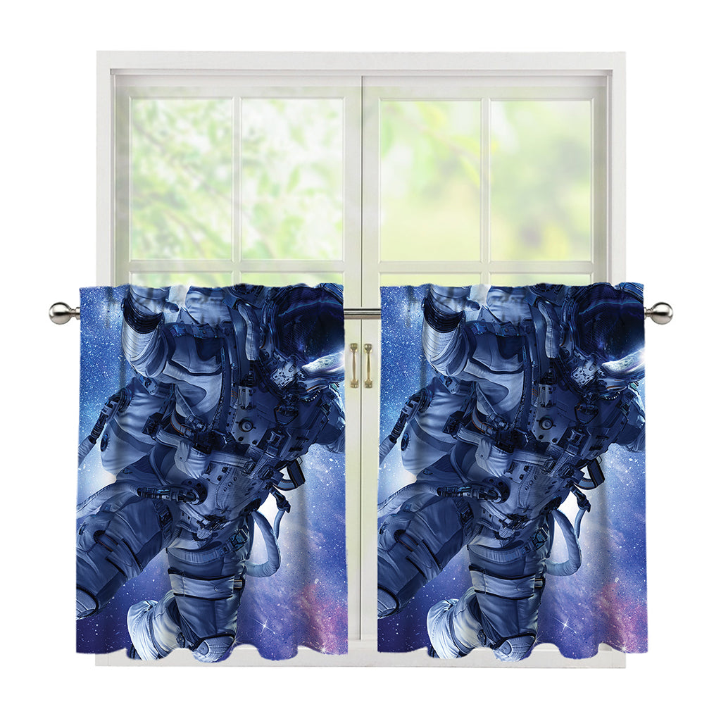 Astronaut On Space Mission Print Tier Curtains