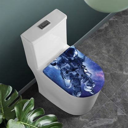 Astronaut On Space Mission Print Toilet Lid Cover
