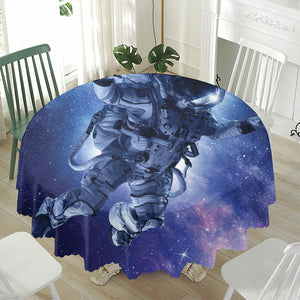 Astronaut On Space Mission Print Waterproof Round Tablecloth