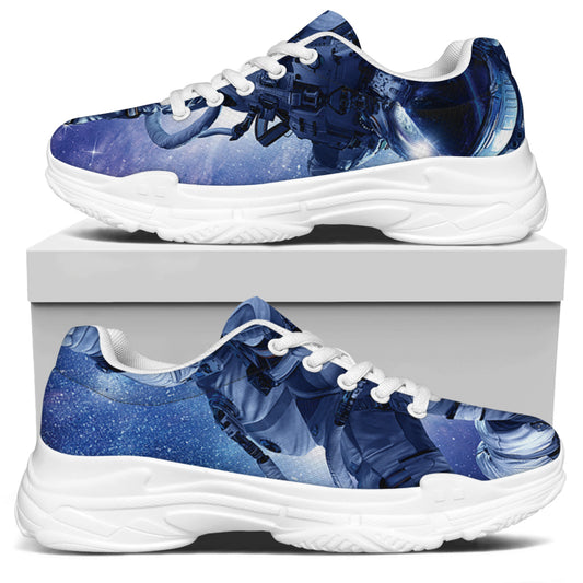 Astronaut On Space Mission Print White Chunky Shoes
