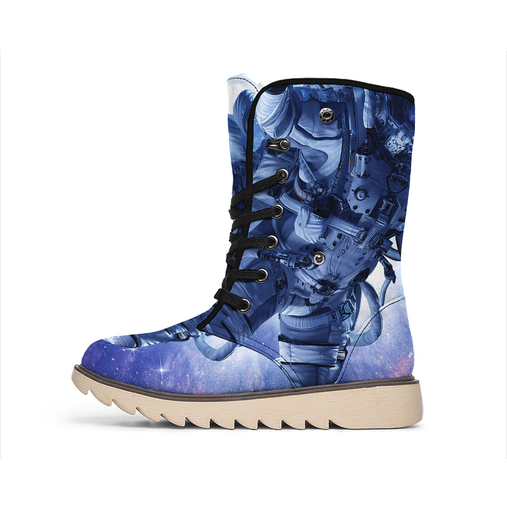 Astronaut On Space Mission Print Winter Boots