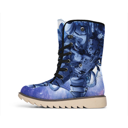 Astronaut On Space Mission Print Winter Boots