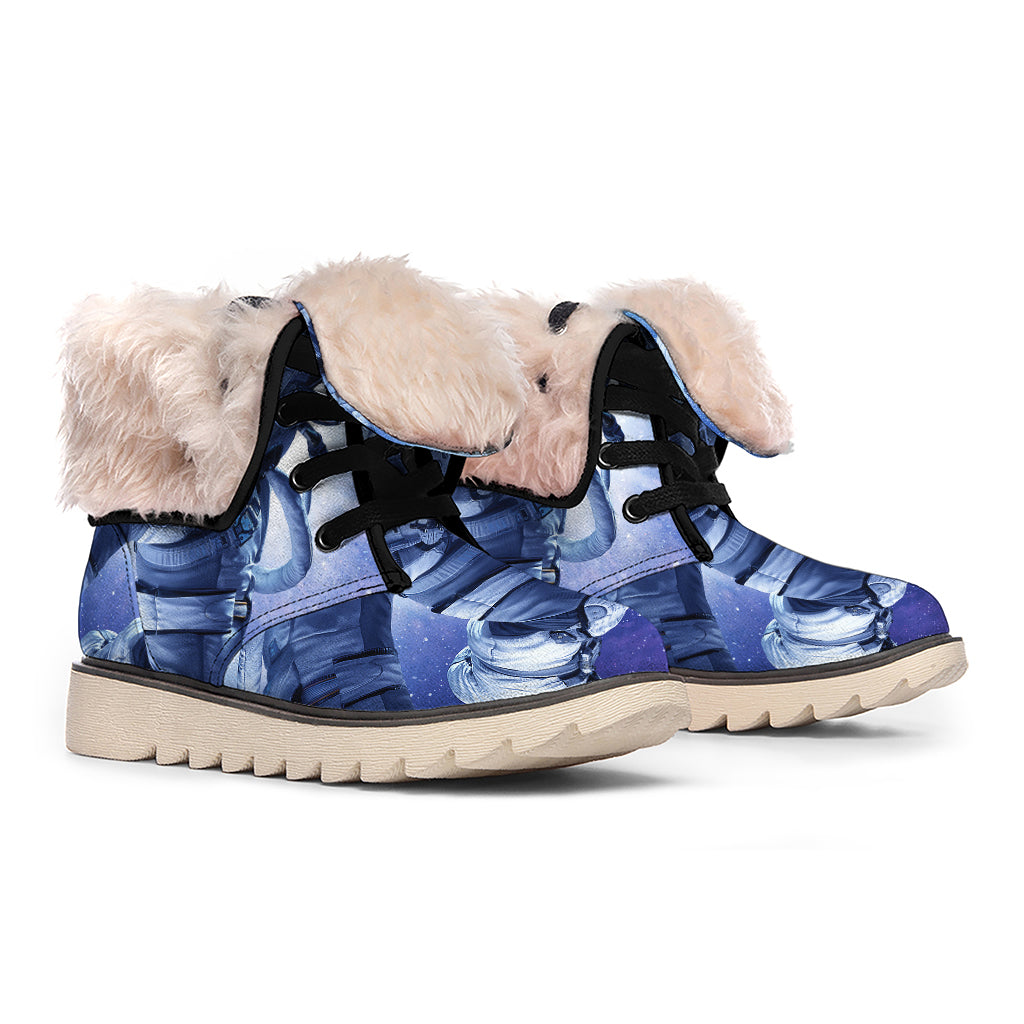 Astronaut On Space Mission Print Winter Boots