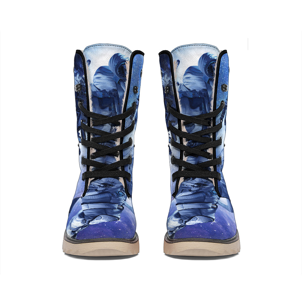 Astronaut On Space Mission Print Winter Boots