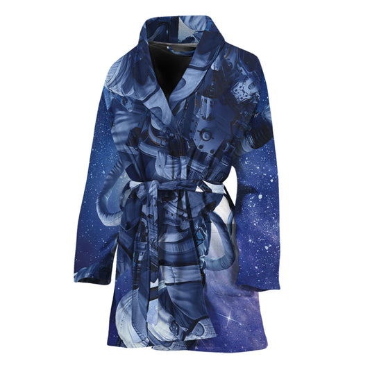 Astronaut On Space Mission Print Women's Bathrobe