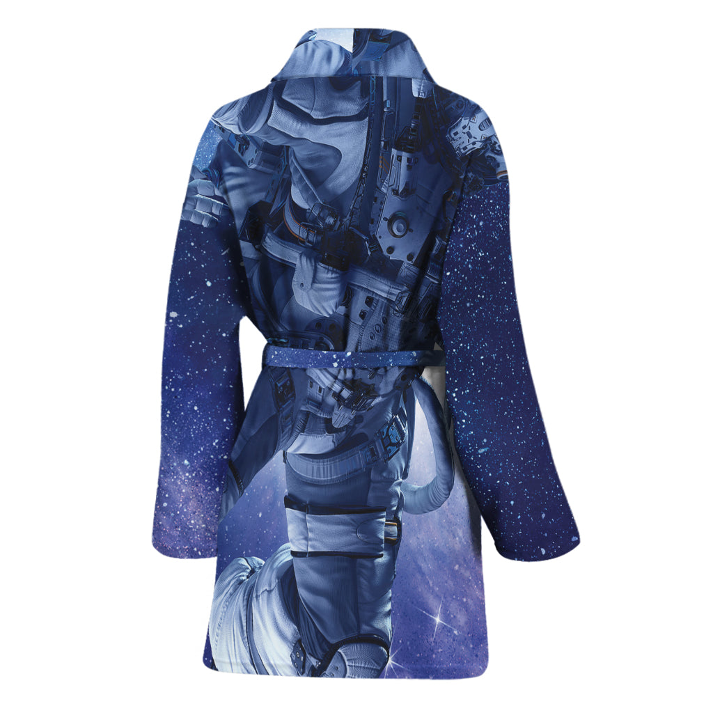 Astronaut On Space Mission Print Women's Bathrobe