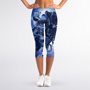 Astronaut On Space Mission Print Women's Capri Leggings