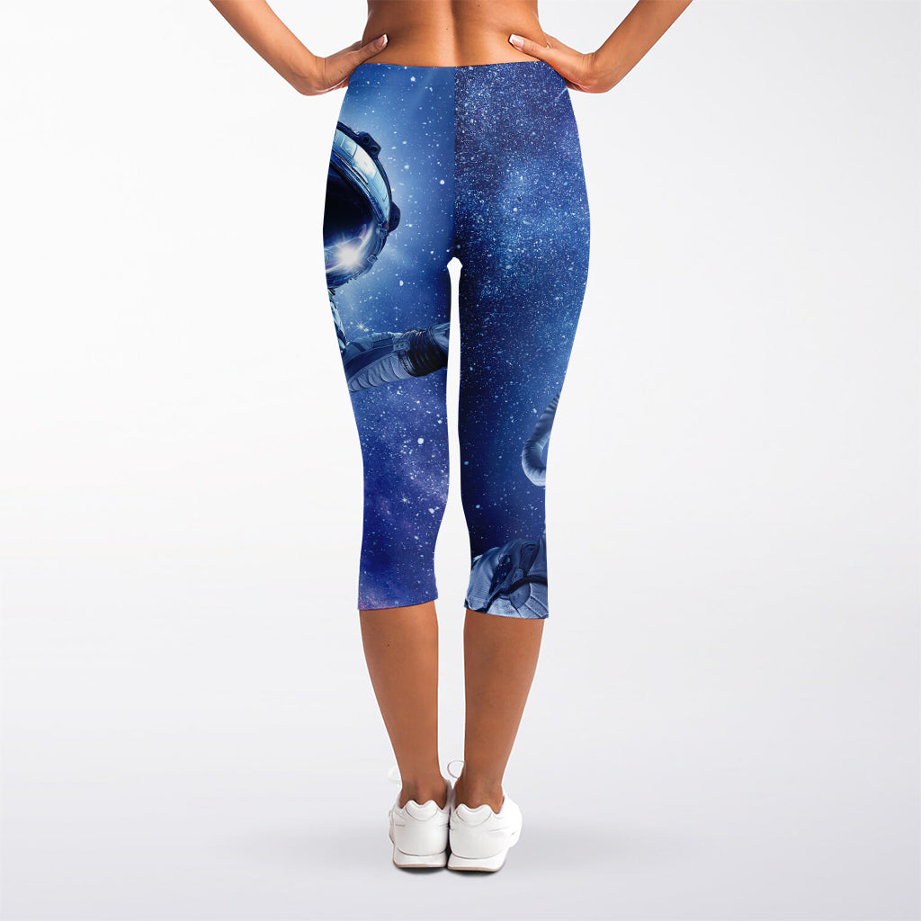 Astronaut On Space Mission Print Women's Capri Leggings