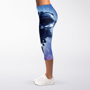 Astronaut On Space Mission Print Women's Capri Leggings