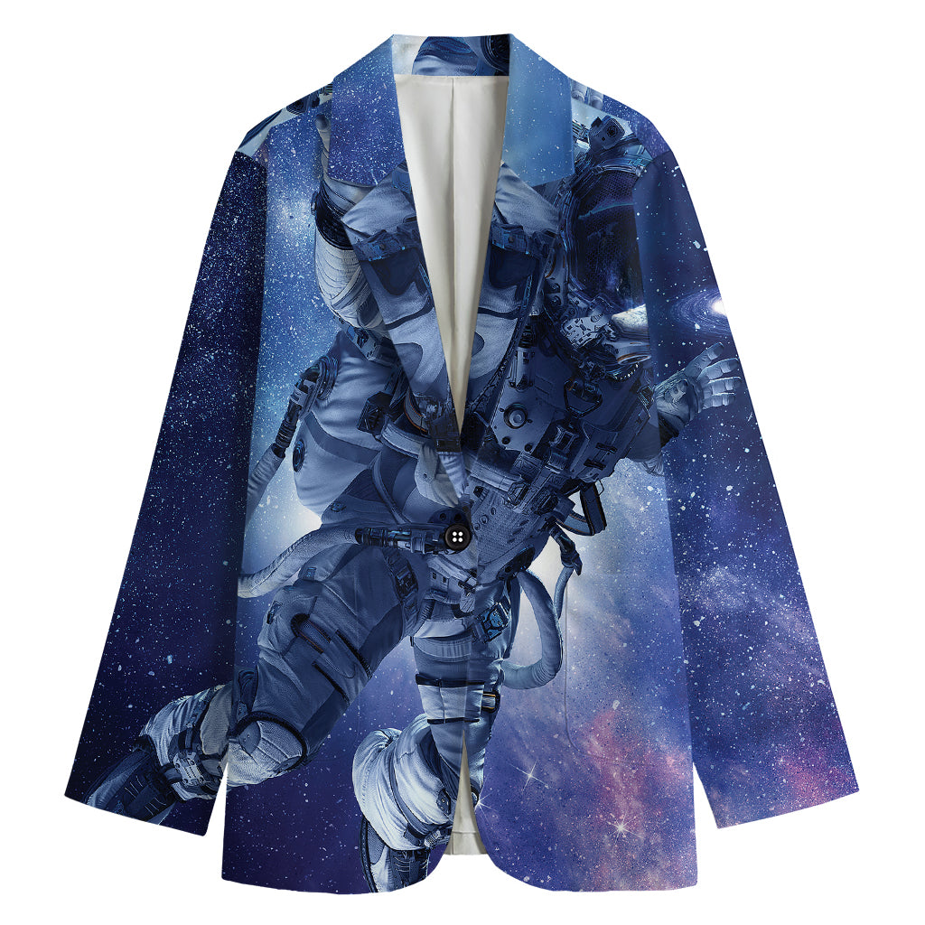 Astronaut On Space Mission Print Women's Cotton Blazer