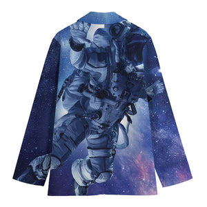 Astronaut On Space Mission Print Women's Cotton Blazer