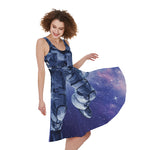 Astronaut On Space Mission Print Women's Sleeveless Dress