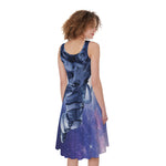 Astronaut On Space Mission Print Women's Sleeveless Dress
