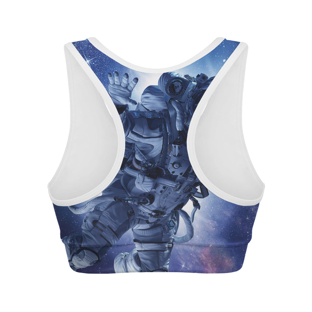 Astronaut On Space Mission Print Women's Sports Bra